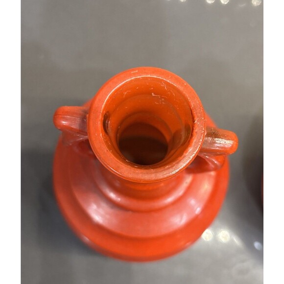 Pair Of Vintage Glass Jugs Urn Style Ribbed Globular Vases  Red 6” Tall - Picture 4 of 13